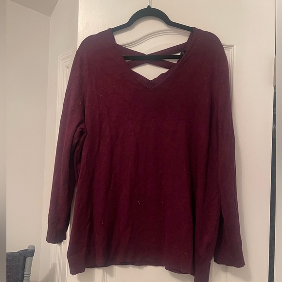 Love Ellie 2x Burgundy Criss Cross Back V Neck Front Sweater - Picture 1 of 5
